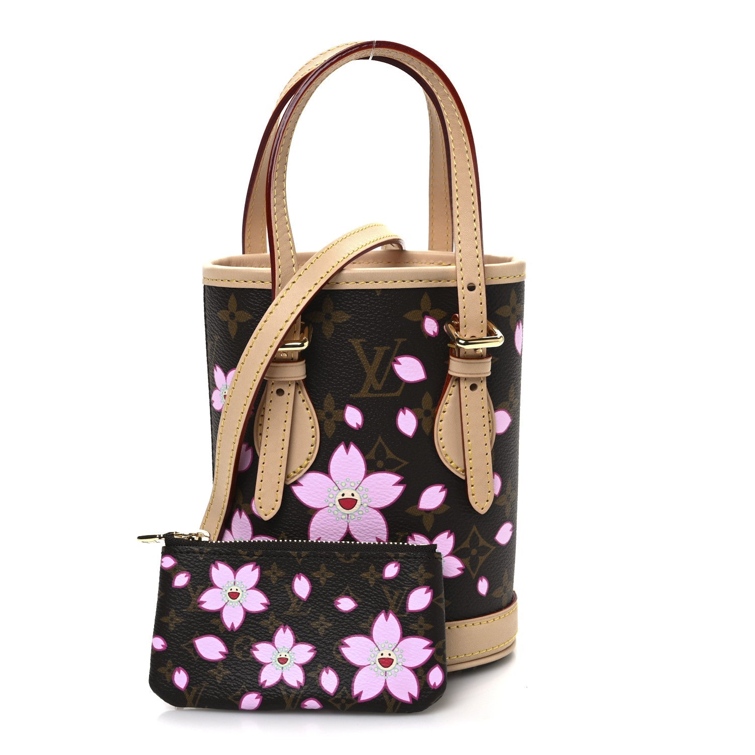 LV X TM Monogram Cherry Blossom Nano Bucket Sakura Brown