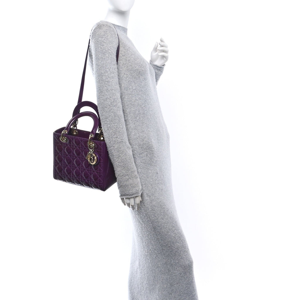 Patent Cannage Medium Lady Dior Purple