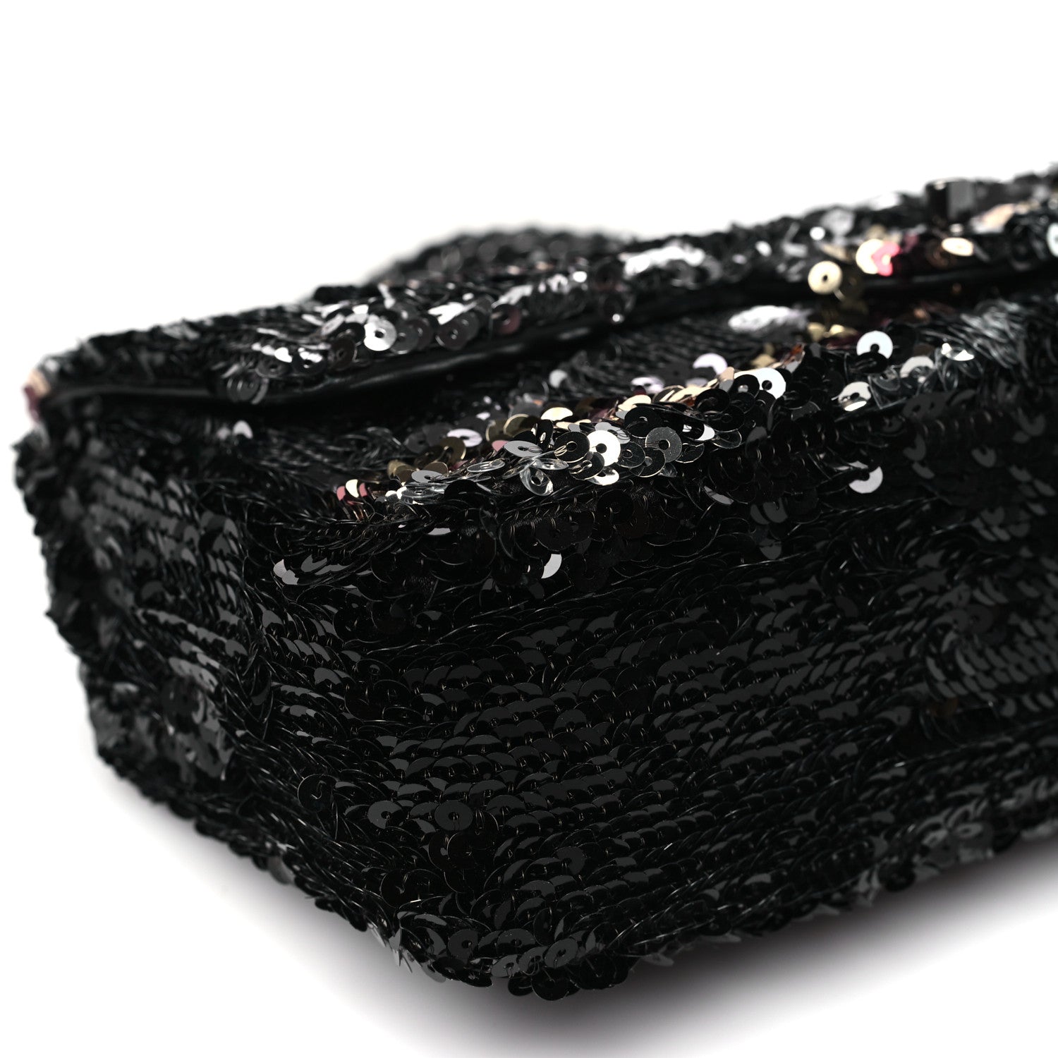 Sequin Medium Single Flap Silver Black Multicolor