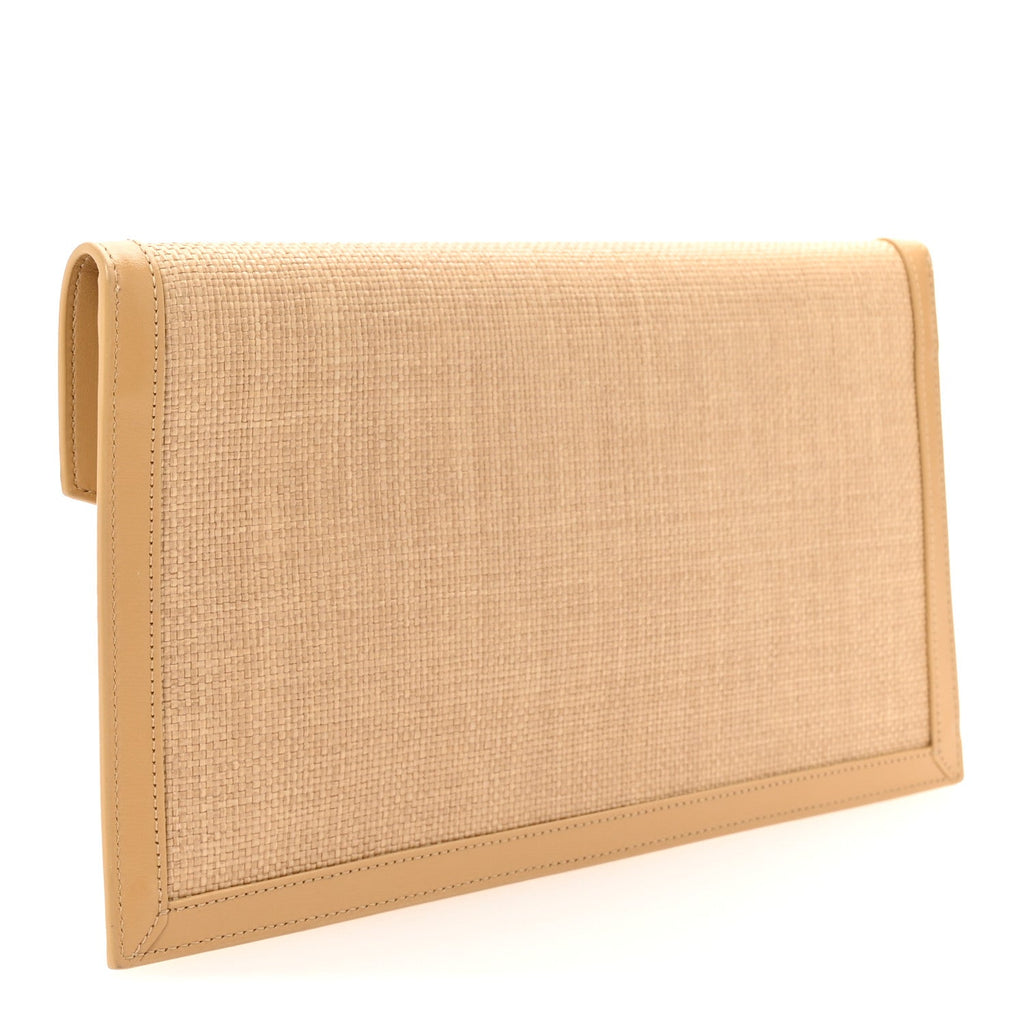 Micro Raffia Uptown Pouch Natural Hay Blush