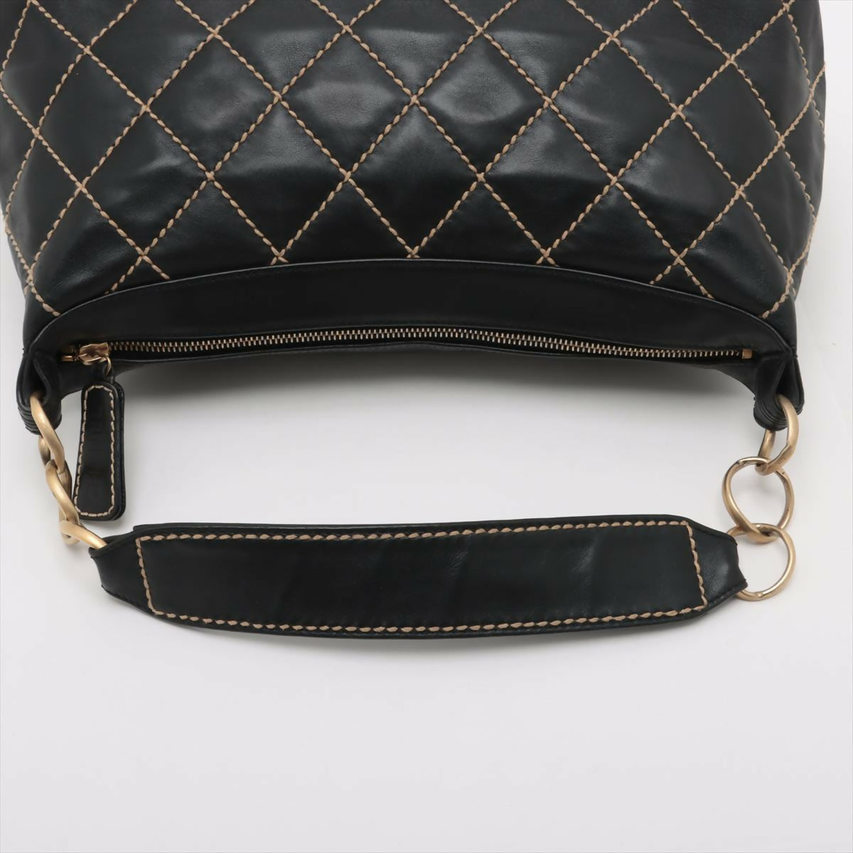 Chanel Vintage Black Lambskin Leather Handbag with Gold Hardware