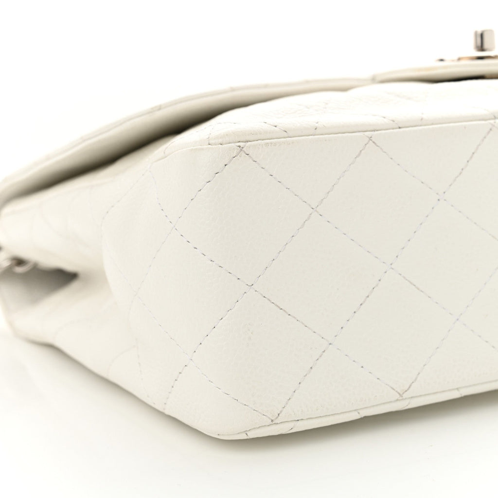 Caviar Quilted Jumbo Single Flap White