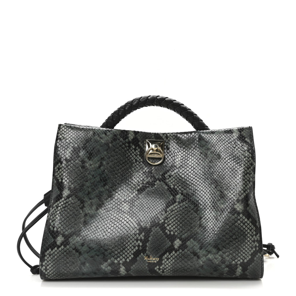 Snakeskin Suede Iris Tote Green