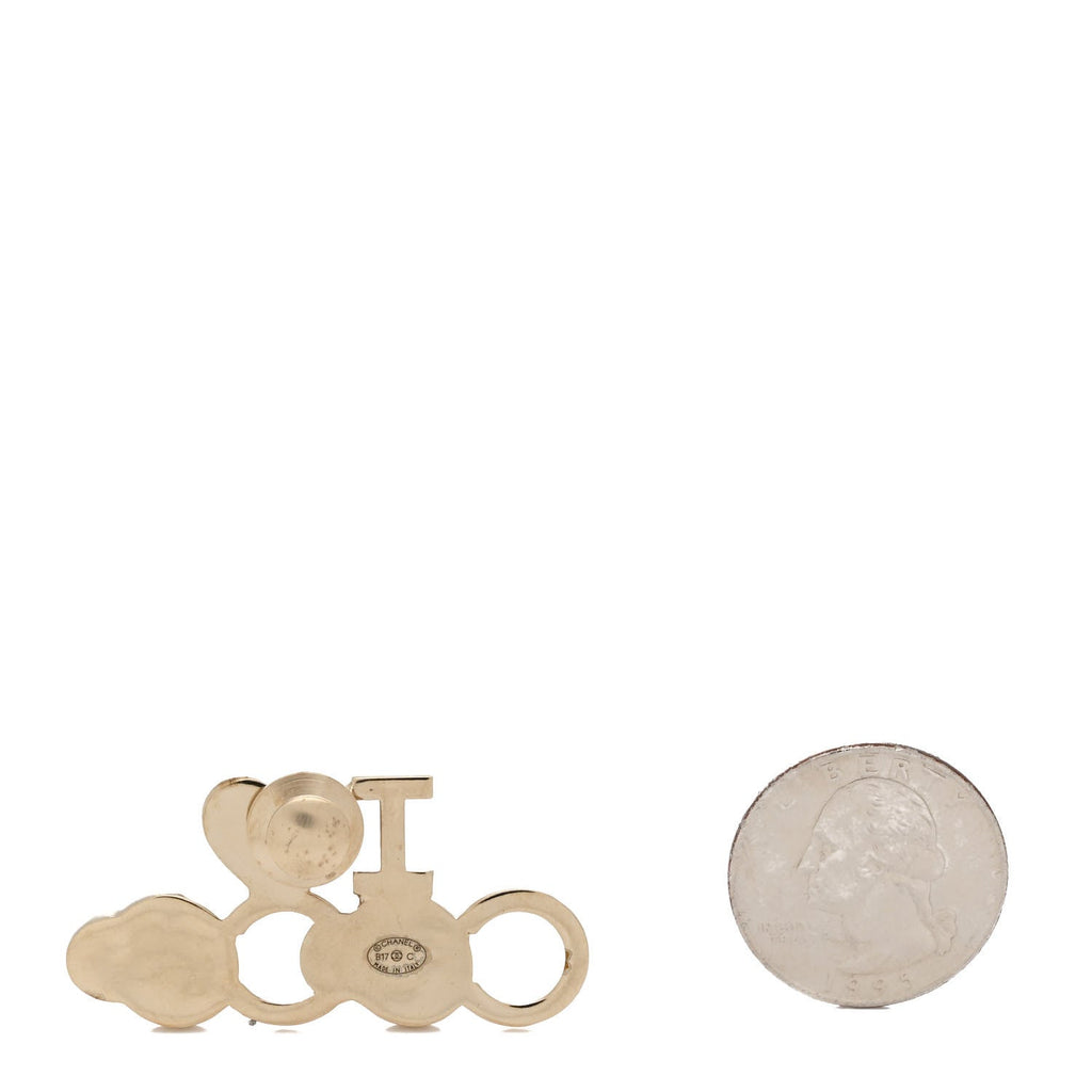 Metal Resin Pearl I Love Coco Brooch Gold Brown Pink