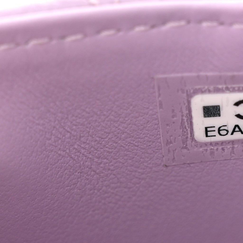 Shiny Aged Calfskin Quilted Mini Nano Kelly Shopper Lilac