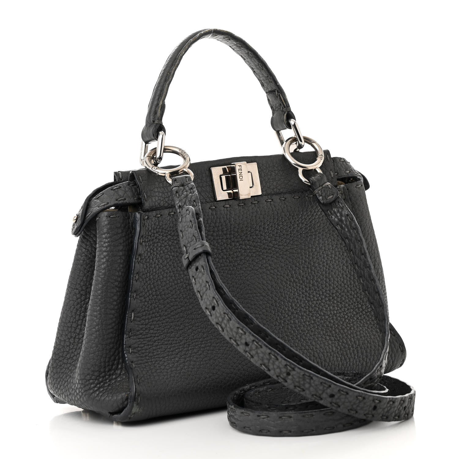 Cuoio Romano Selleria Bi-Color Mini Peekaboo Iconic Satchel Asfalto Latte