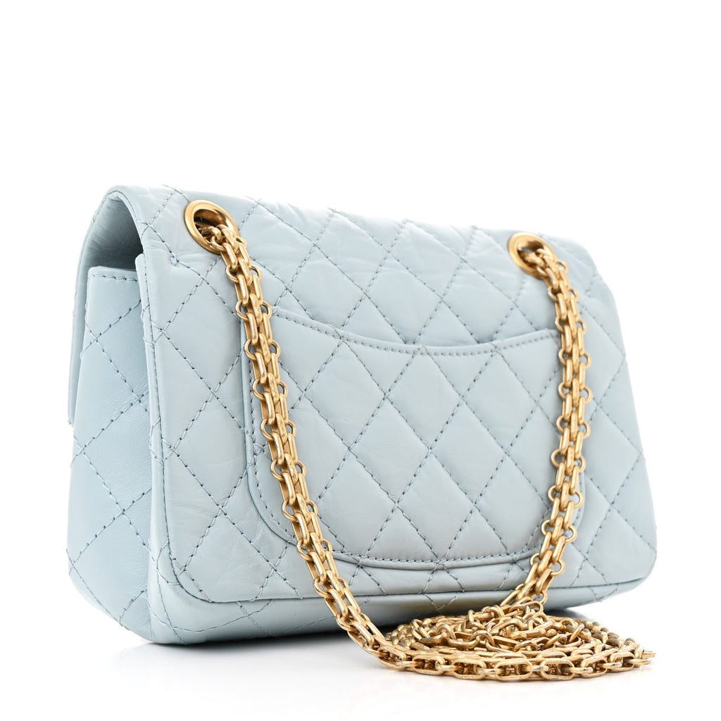 Aged Calfskin Quilted 2.55 Reissue Mini Flap Light Blue