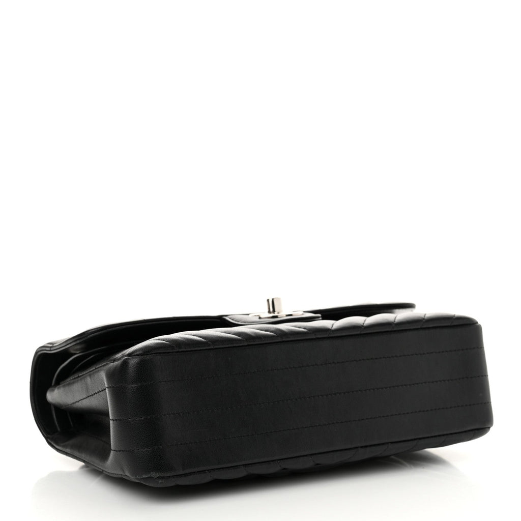 Lambskin Chevron Quilted Small Double Flap Black