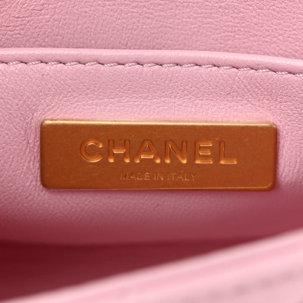 Lambskin Quilted Mini Flap Top Handle Bag Light Pink