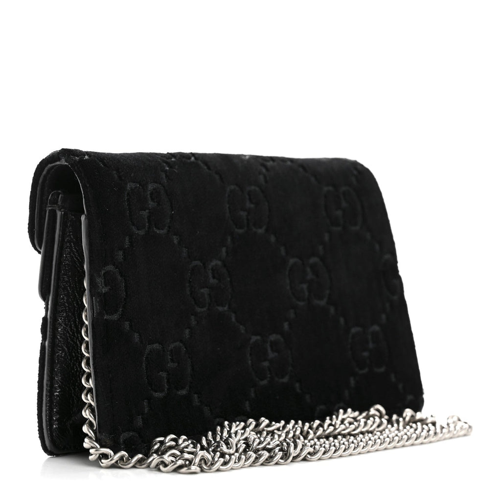 Velvet GG Monogram Super Mini Dionysus Shoulder Bag Black