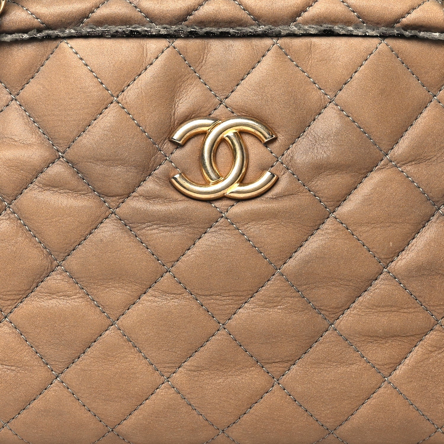 Iridescent Calfskin Tweed Bowler Bag Brown