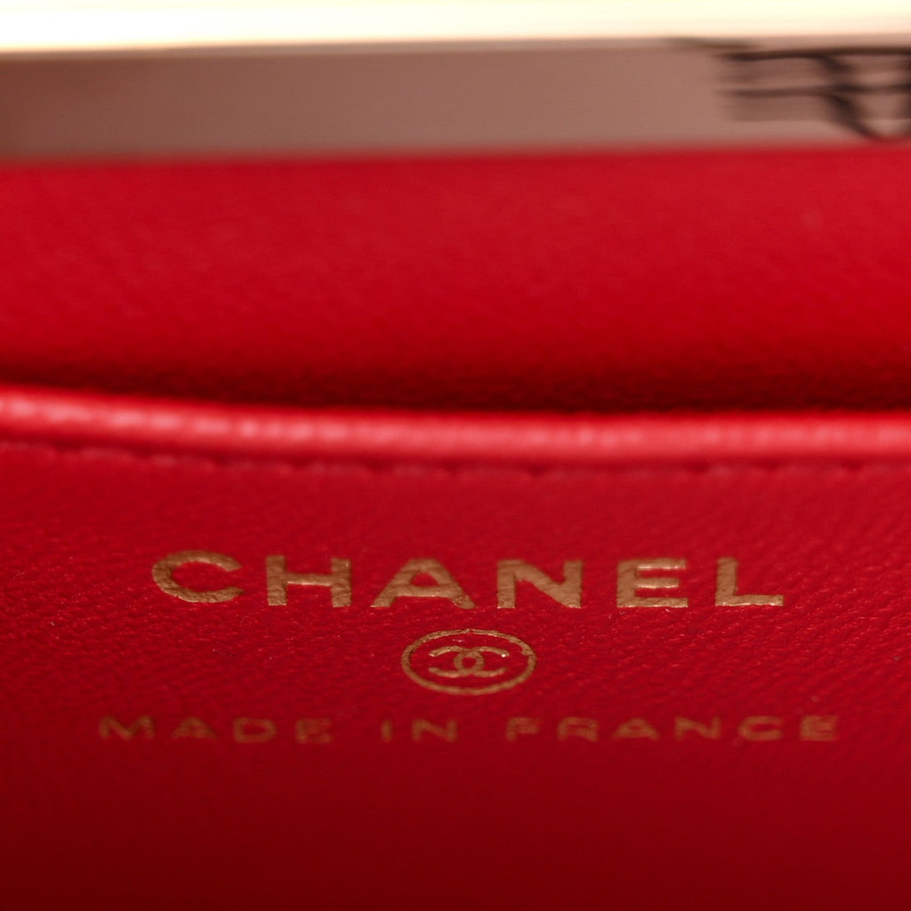 Lambskin Quilted Small Box With Chain Red