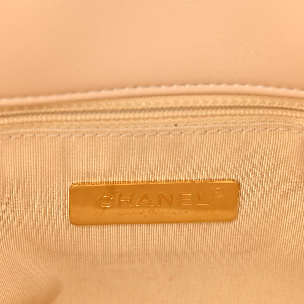 Lambskin Quilted Large Chanel 19 Flap Beige