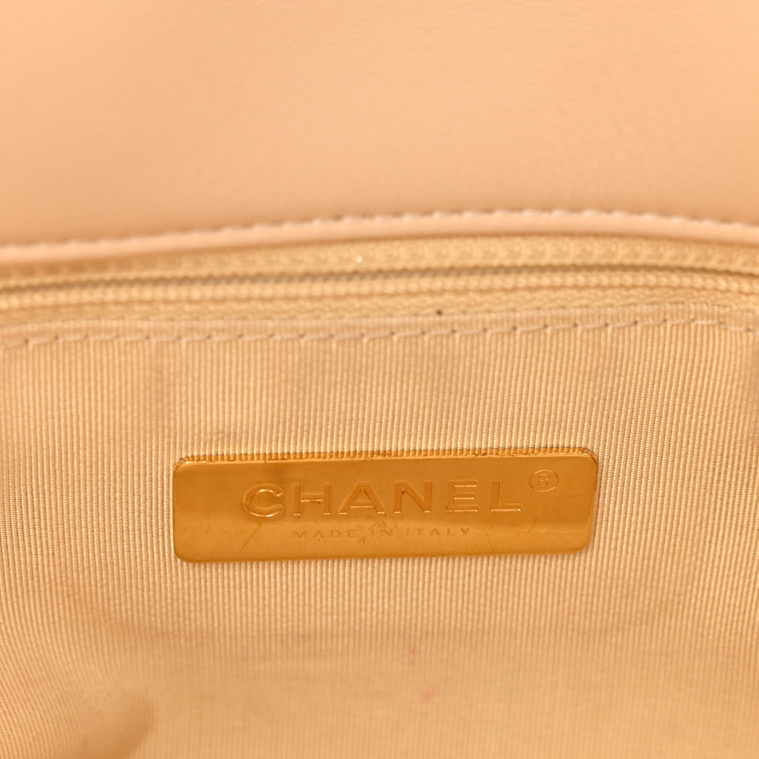 Lambskin Quilted Large Chanel 19 Flap Beige