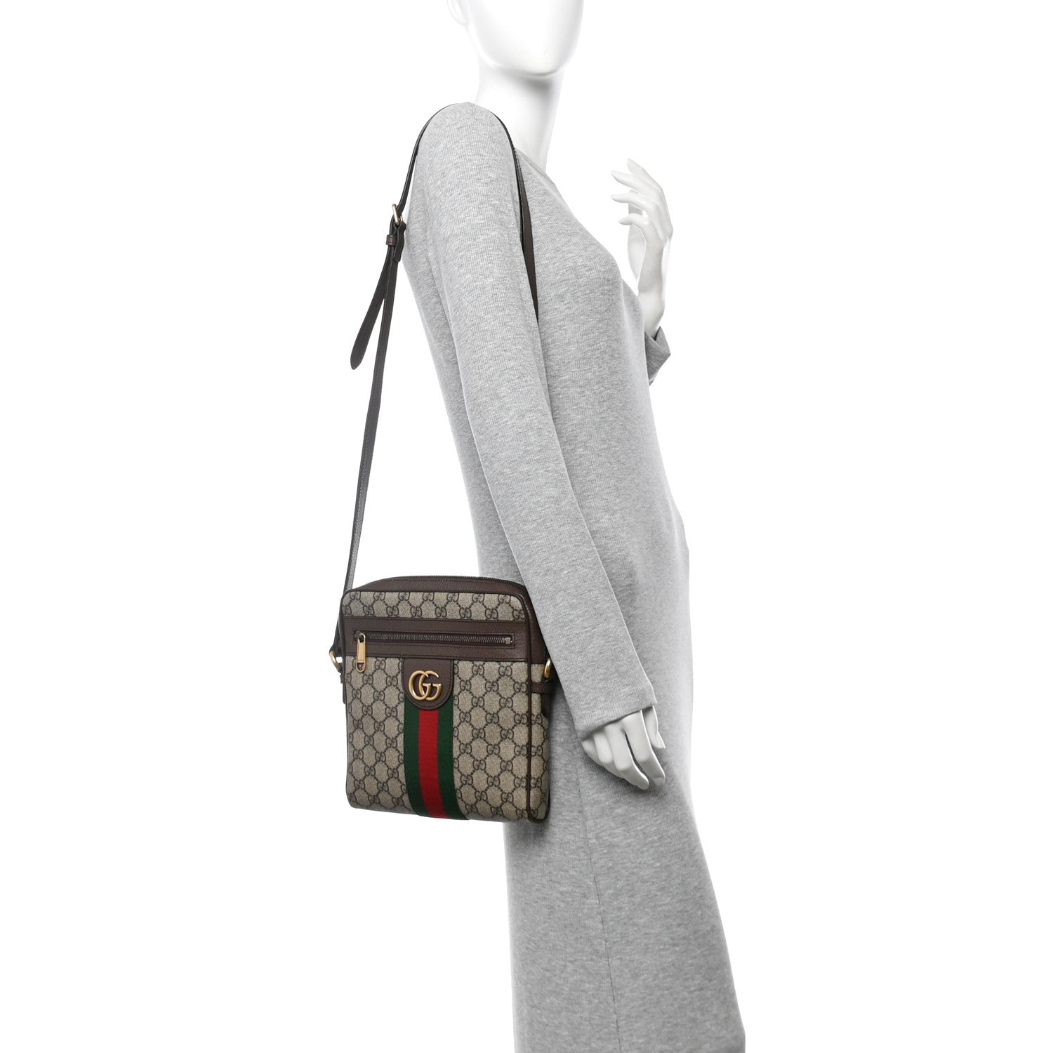GG Supreme Monogram Web Small Ophidia Messenger Bag Brown
