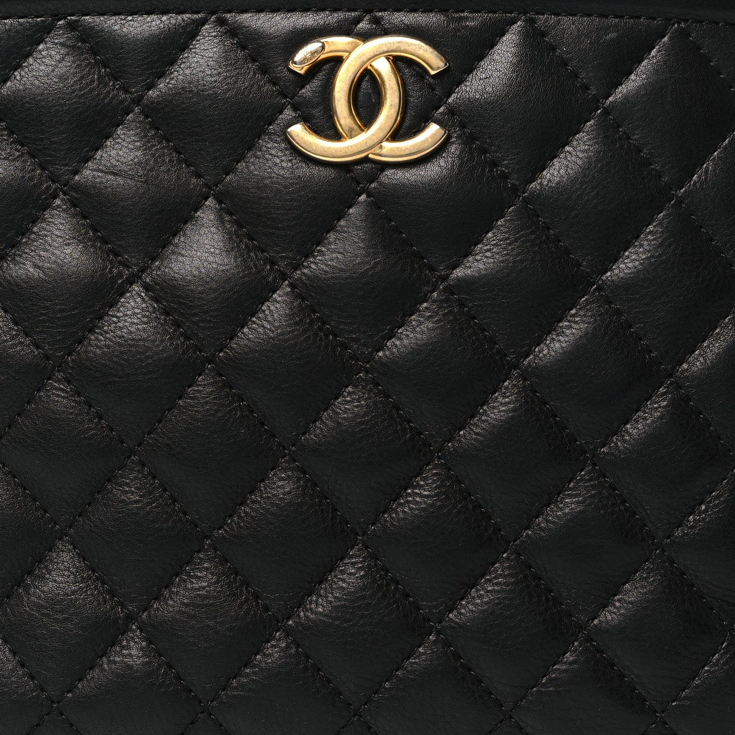 Calfskin Quilted CC Medium Vanity Case Black