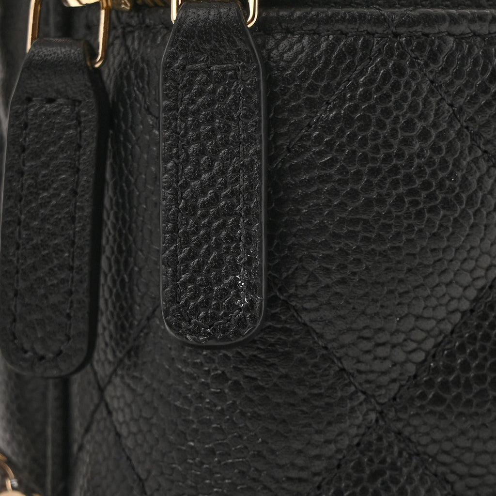 Caviar Quilted Small Tiny CC Vanity Case With Chain Black