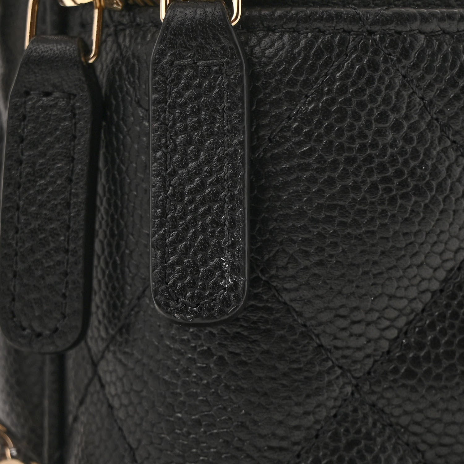 Caviar Quilted Small Tiny CC Vanity Case With Chain Black