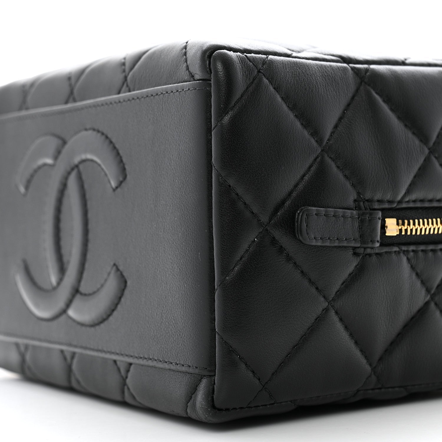 Lambskin Quilted CC Bowling Bag Black