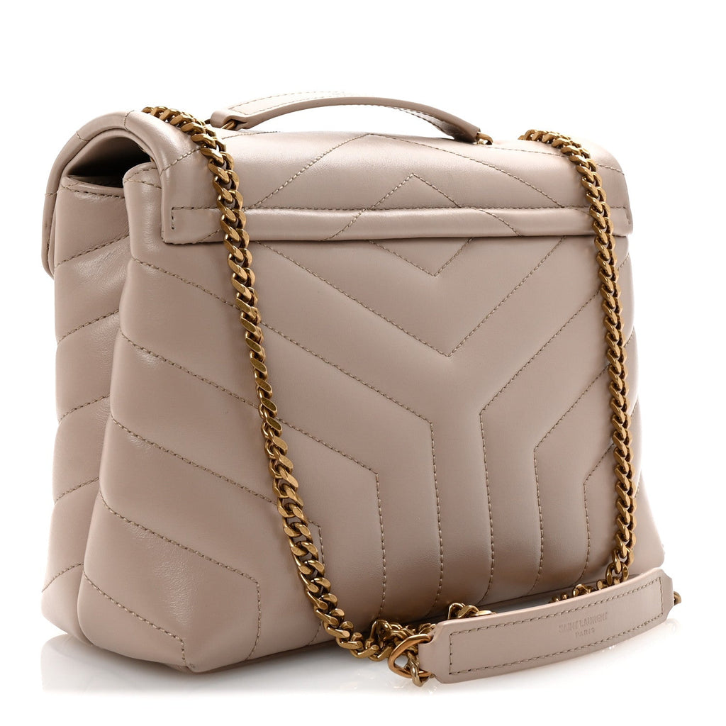 Calfskin Y Quilted Monogram Small Loulou Chain Satchel Dark Beige