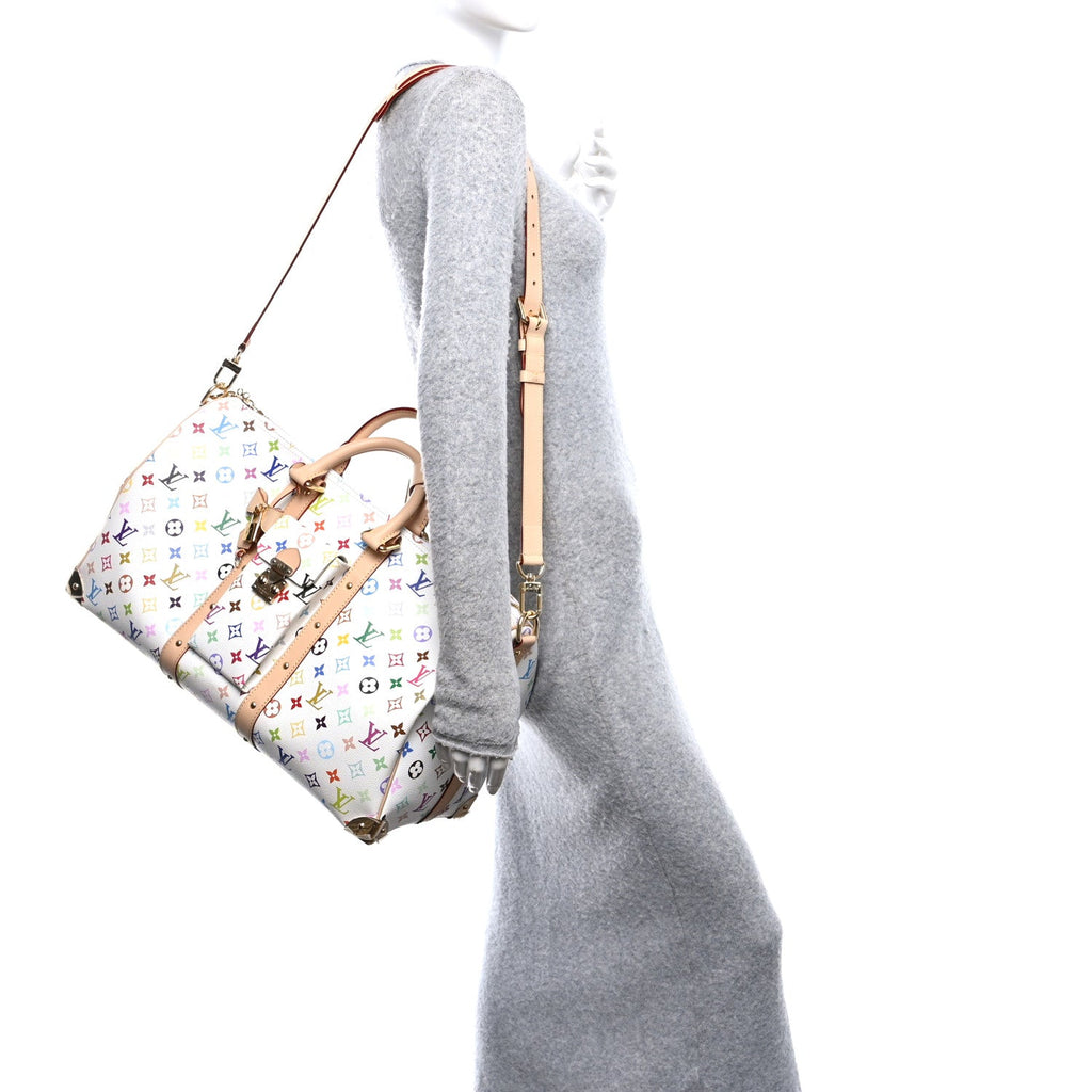 LV X TM Monogram Multicolor Keepall Bandouliere 45 White