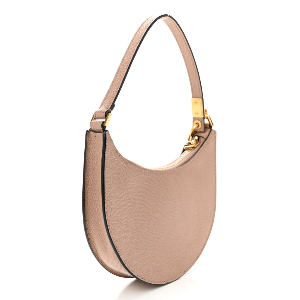 Grainy Calfskin Mini Vlogo Hobo Bag Rose Cannelle