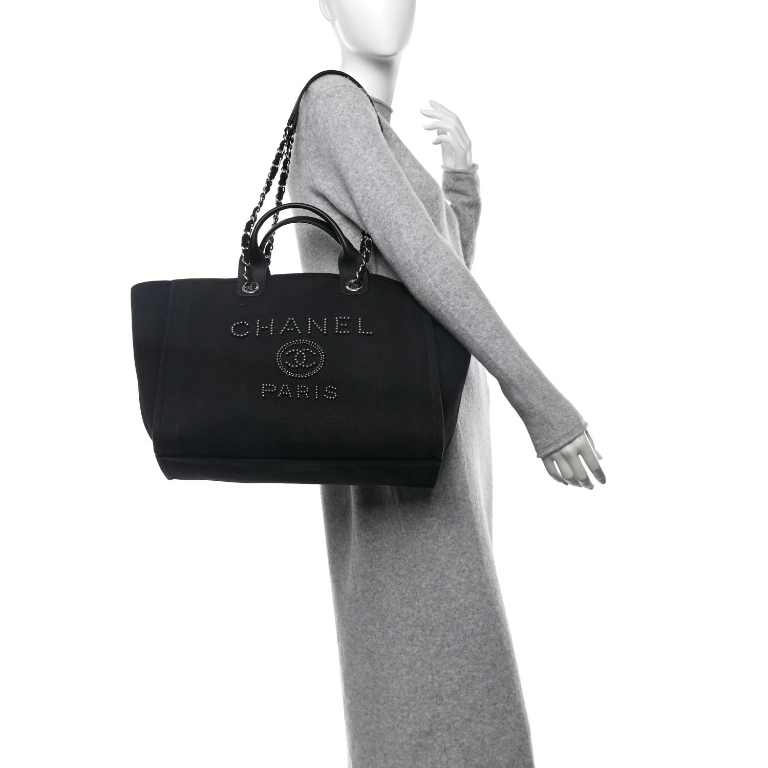 Canvas Pearl Medium Deauville Tote Black