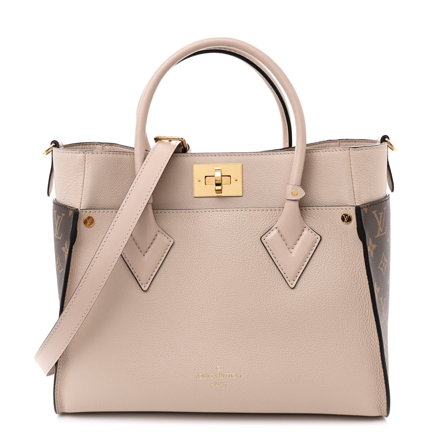 Calfskin Monogram On My Side MM Greige