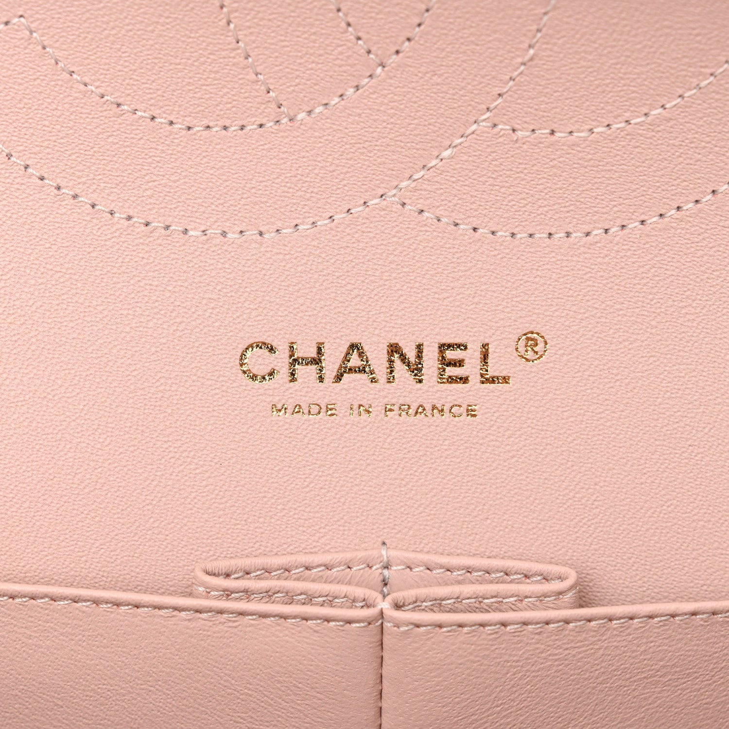 Calfskin Chevron Quilted Jumbo Double Flap Light Pink