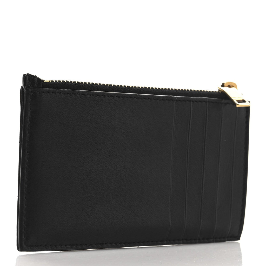 Lambskin Matelasse Cassandre Carre Fragments Zippered  Case Black
