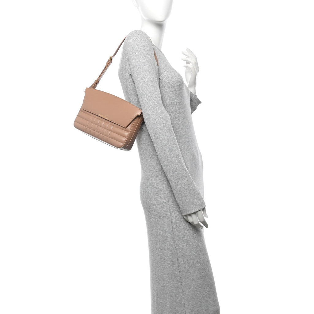 Lambskin Quilted Catherine Shoulder Bag Beige