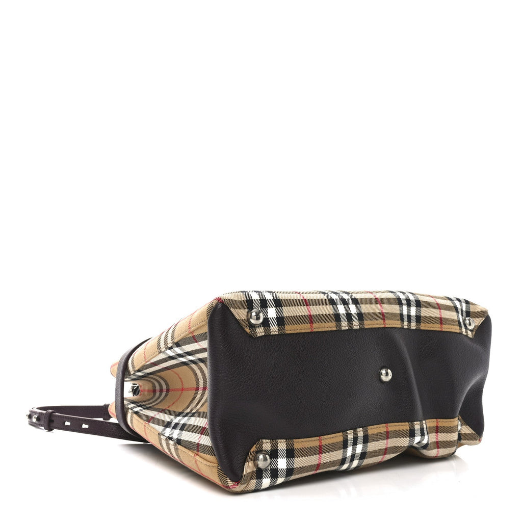 Goatskin Vintage Check Medium Banner Tote Deep Claret