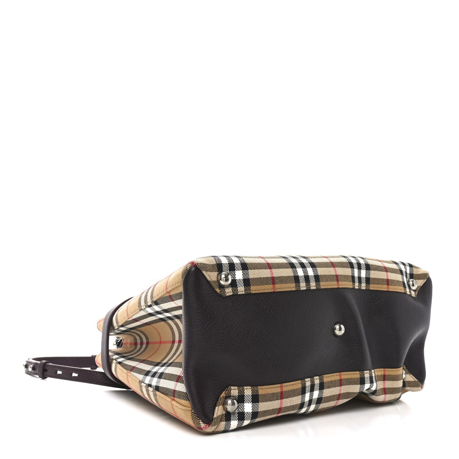 Goatskin Vintage Check Medium Banner Tote Deep Claret