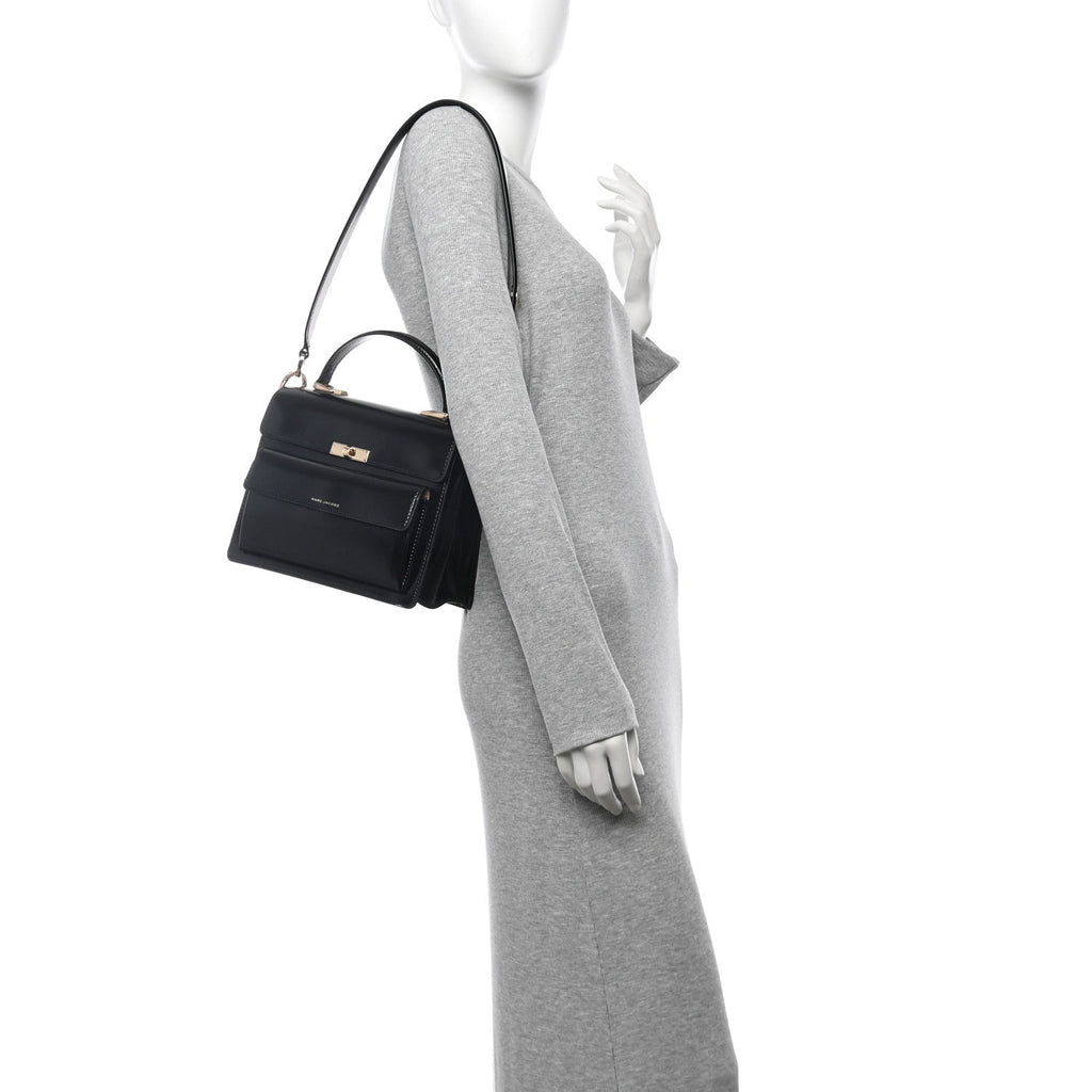 Shiny Calfskin Uptown Shoulder Bag Black