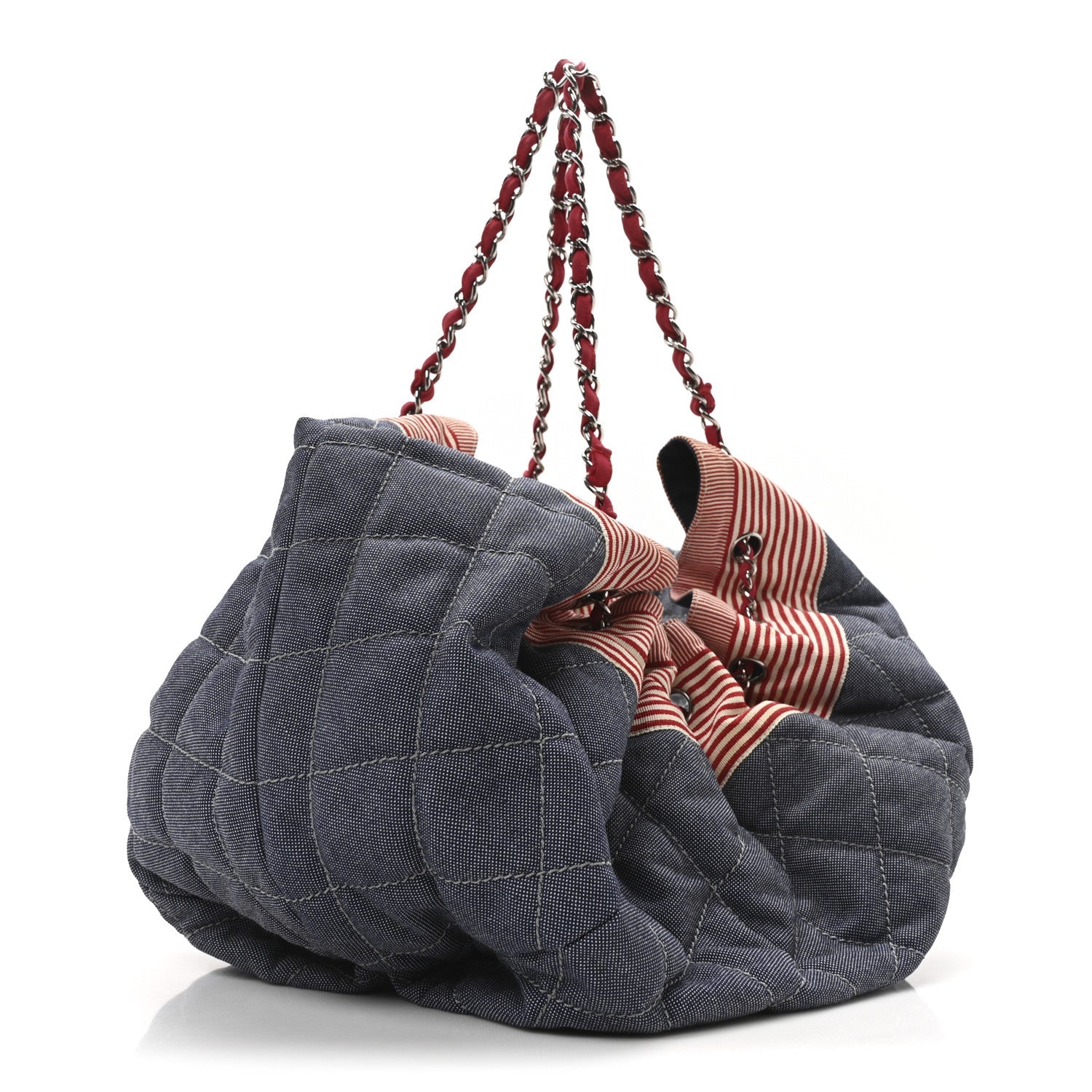 Denim Quilted Large Stretch Spirit Cabas Tote Blue