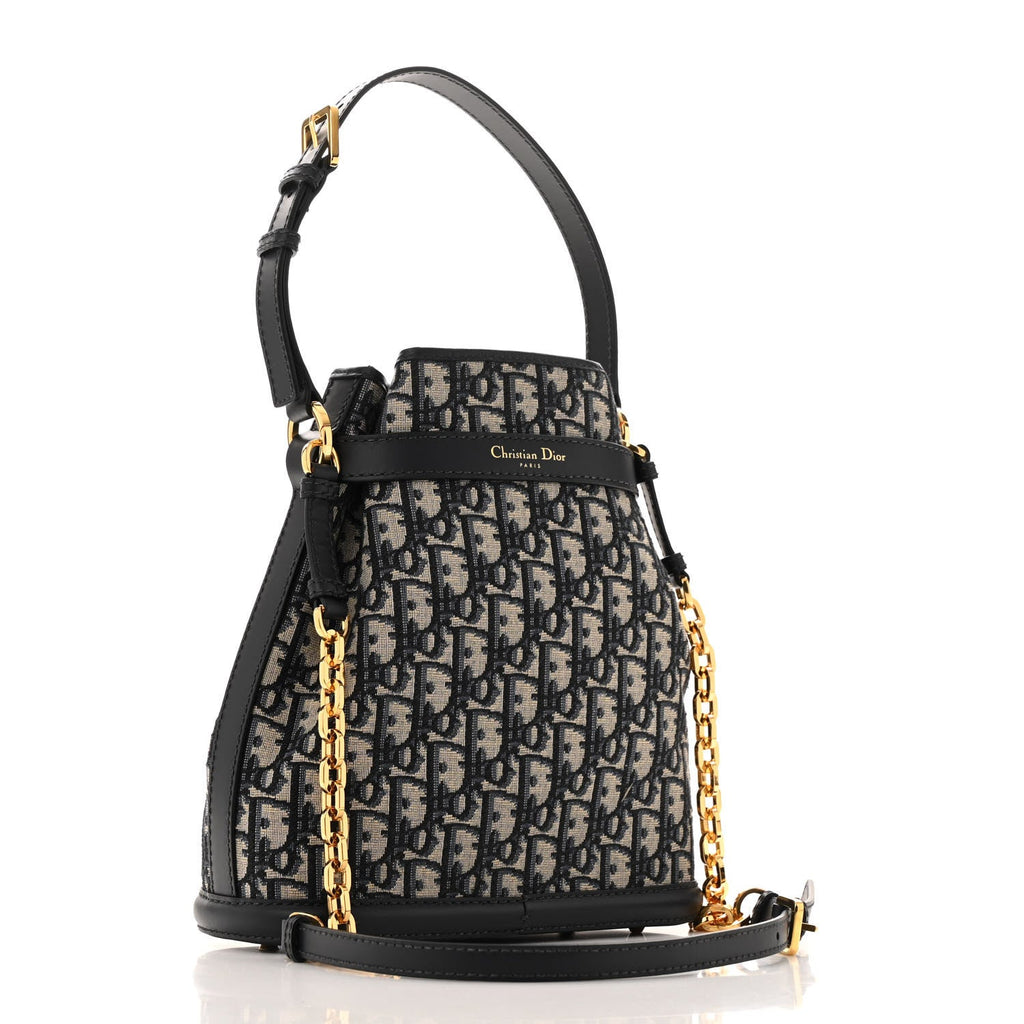 Oblique Calfskin Medium C'est Dior Bucket Bag Blue