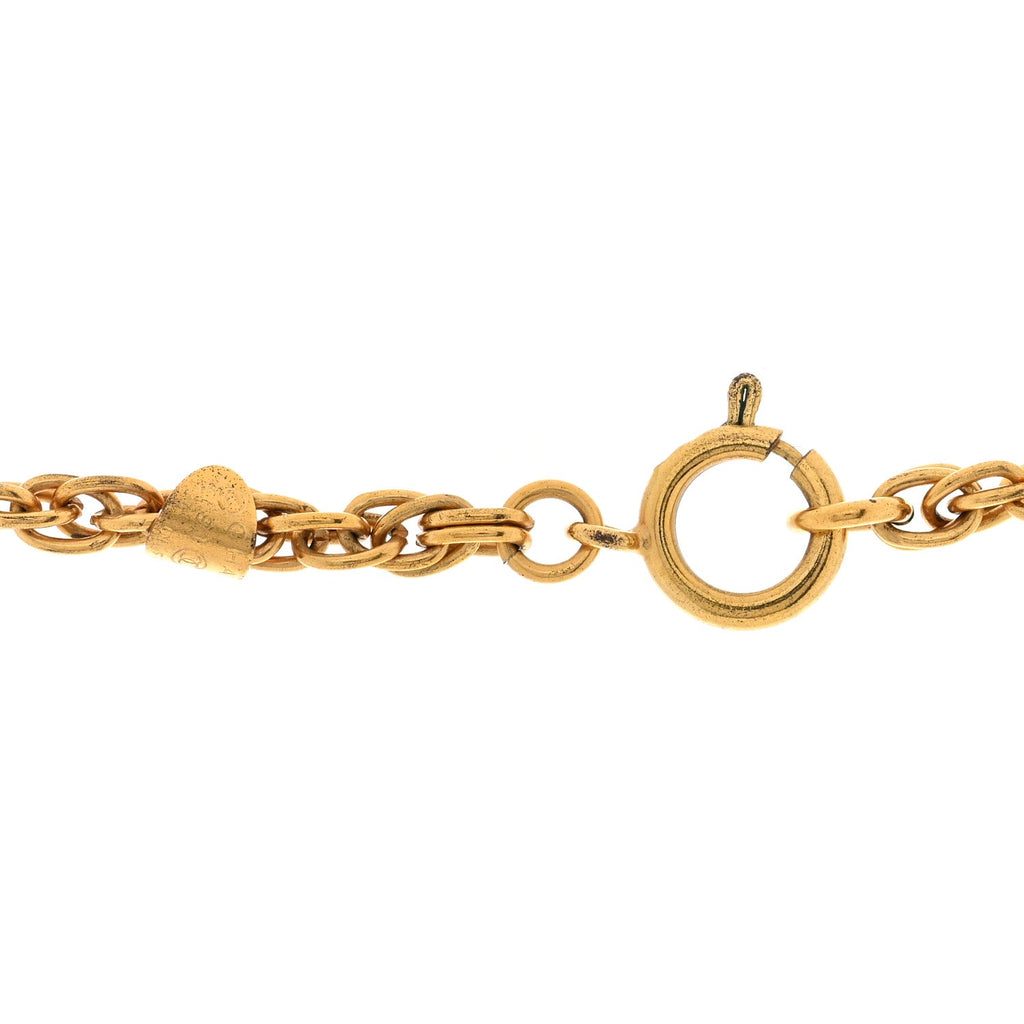 Metal CC Medallion Chain Necklace Gold