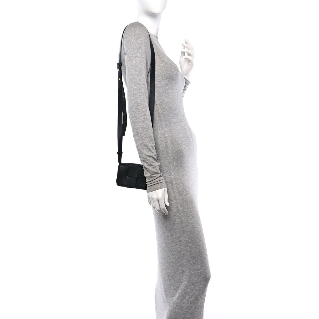 Lambskin Maxi Intreccio Candy Cassette Crossbody Bag Black