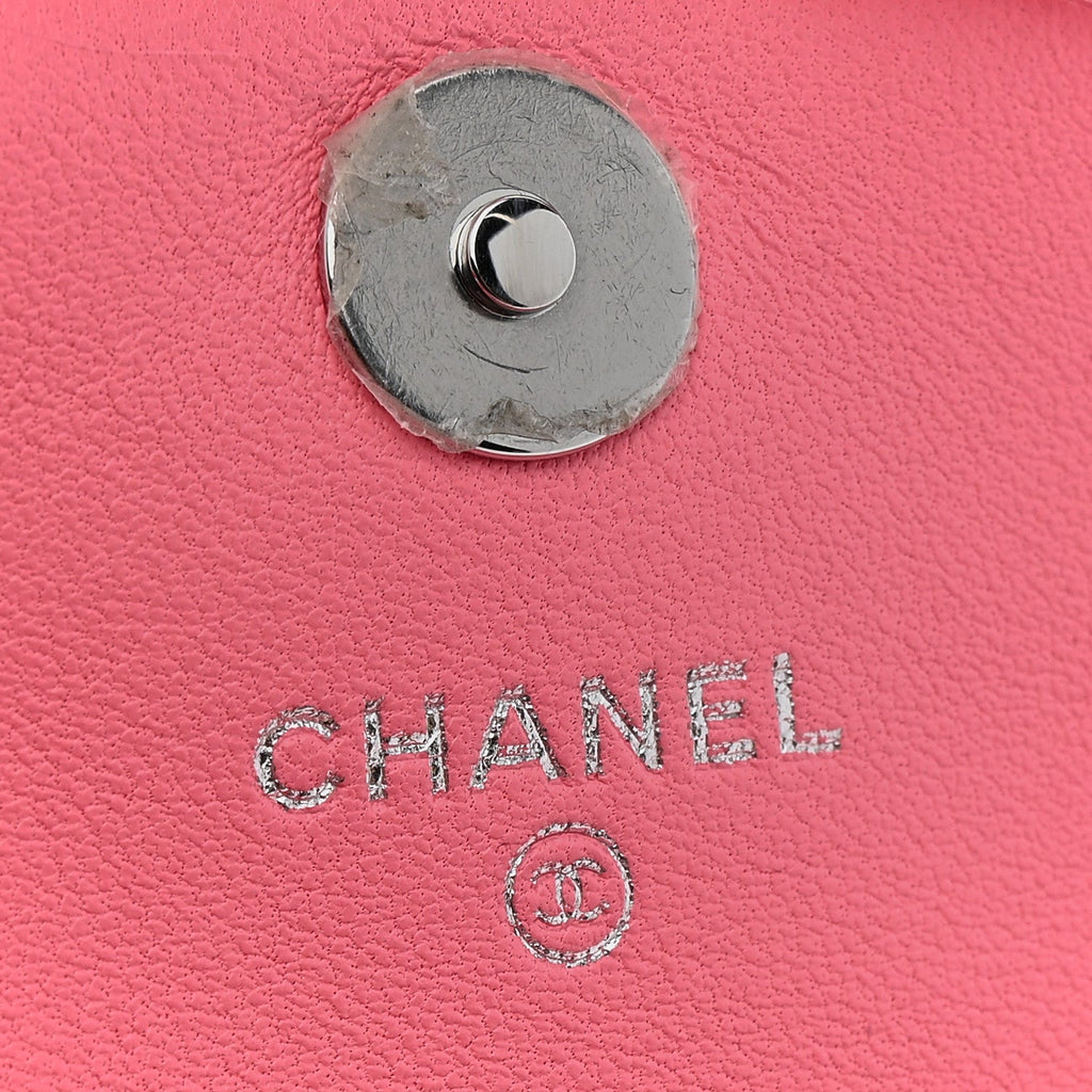 Shearling Lambskin CC Hook  Holder Pink