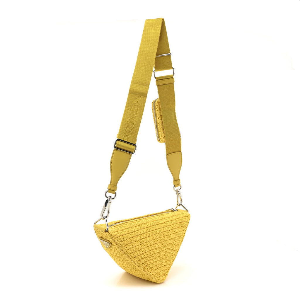 Yarn Raffia Effect Crochet Triangle Shoulder Bag Giallo