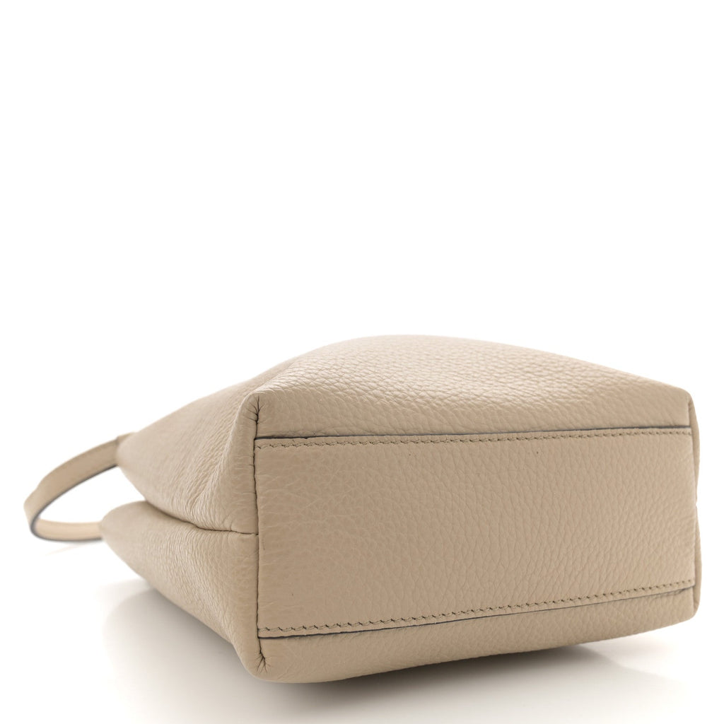 Tumbled Calfskin Gancini Mini Bag Beige