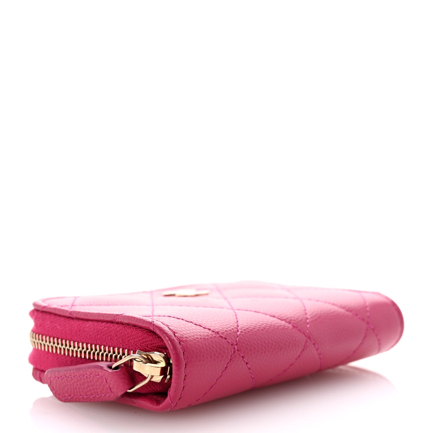 Caviar Quilted Zip Coin Purse Fuchsia