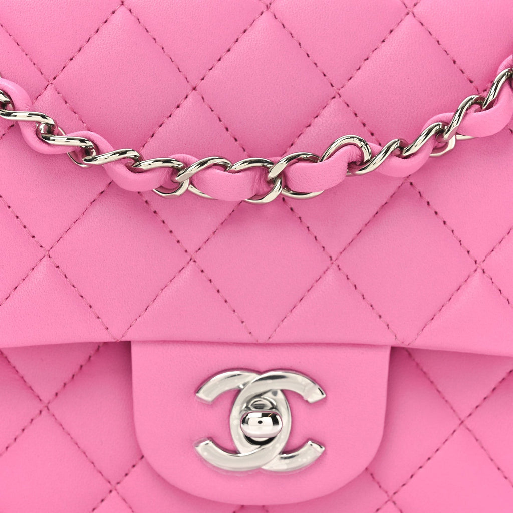 Lambskin Quilted Medium Double Flap Pink