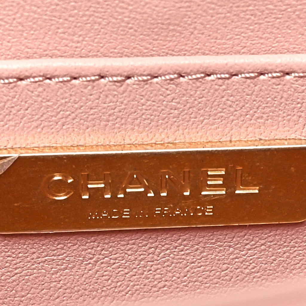 Lambskin Handle Crush Top Handle Flap Bag Pink