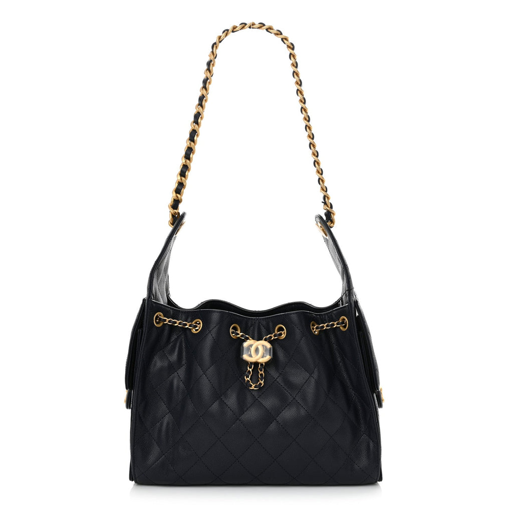 Caviar Quilted Small Chanel 25 Handbag Dark Navy