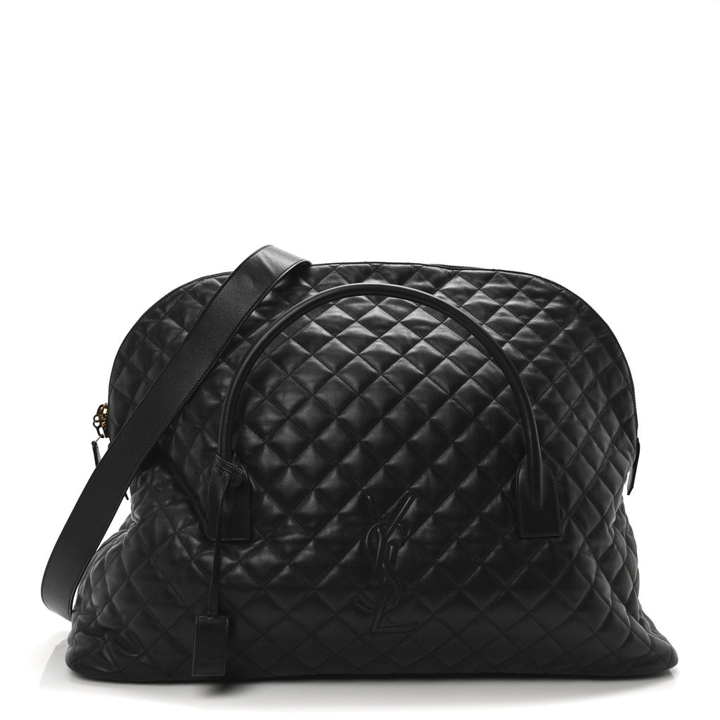 Calfskin Quilted ES Giant Travel Bag Black