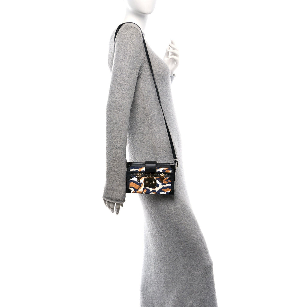 Sequins Leopard Petite Malle Black Navy