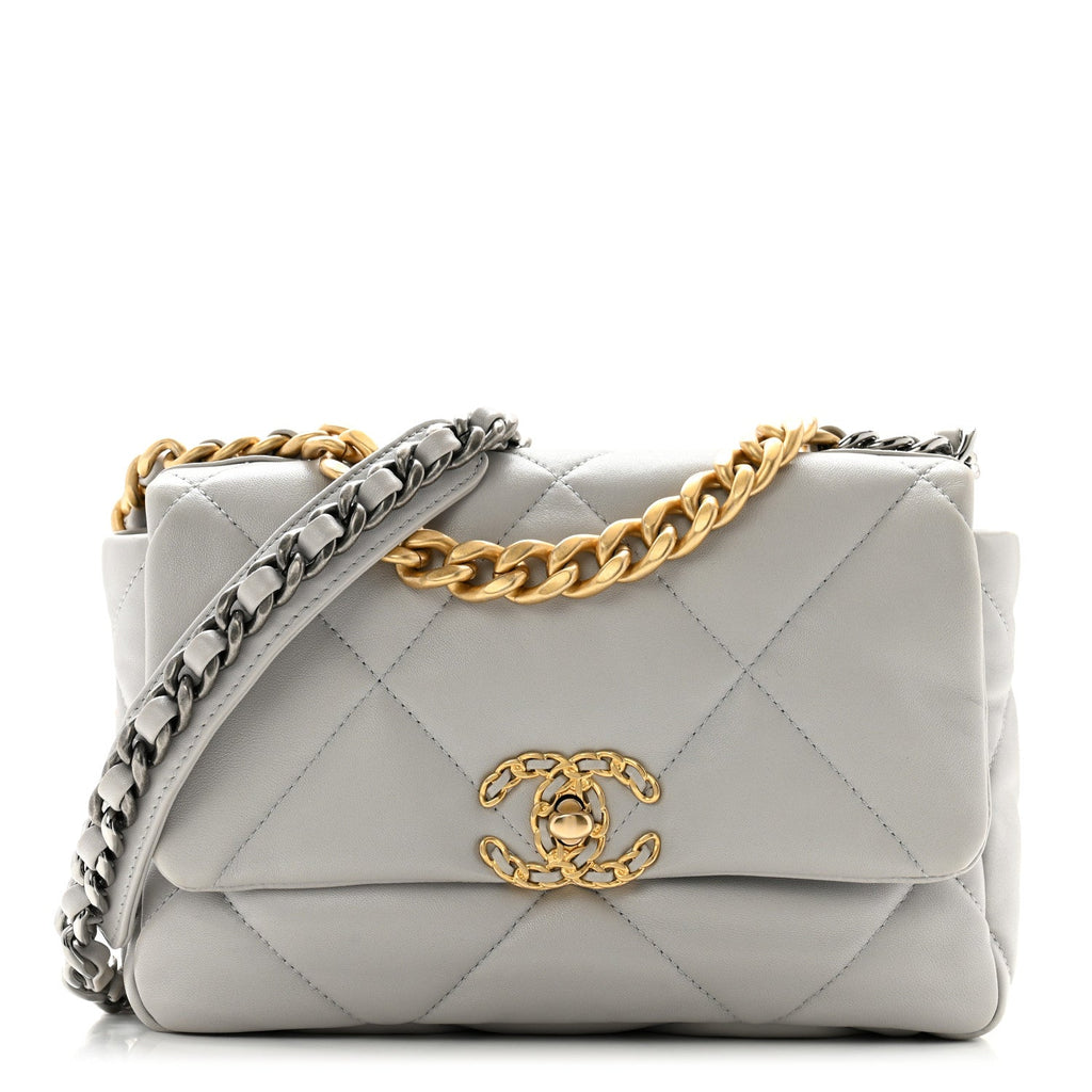 Lambskin Quilted Medium Chanel 19 Flap Grey