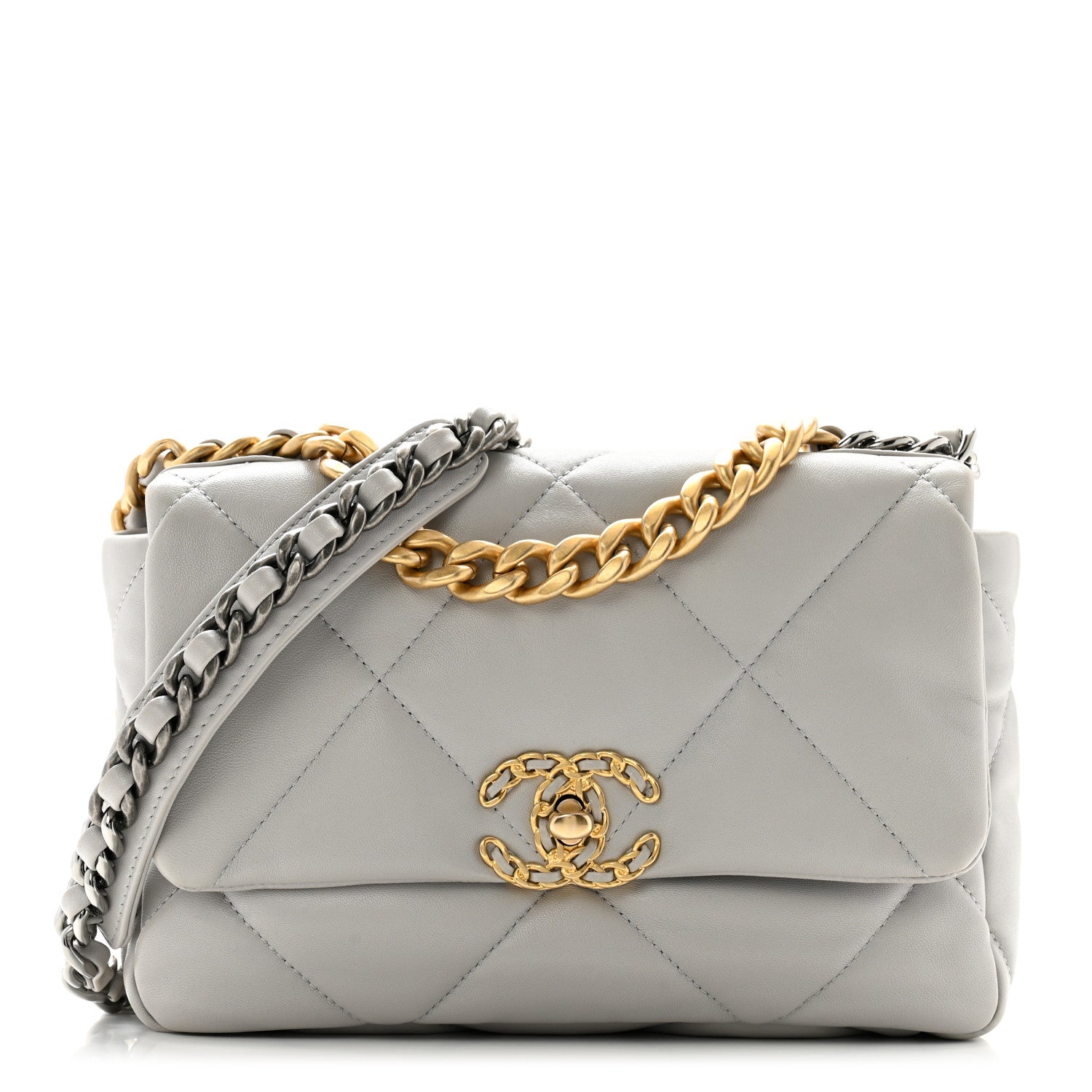 Lambskin Quilted Medium Chanel 19 Flap Grey