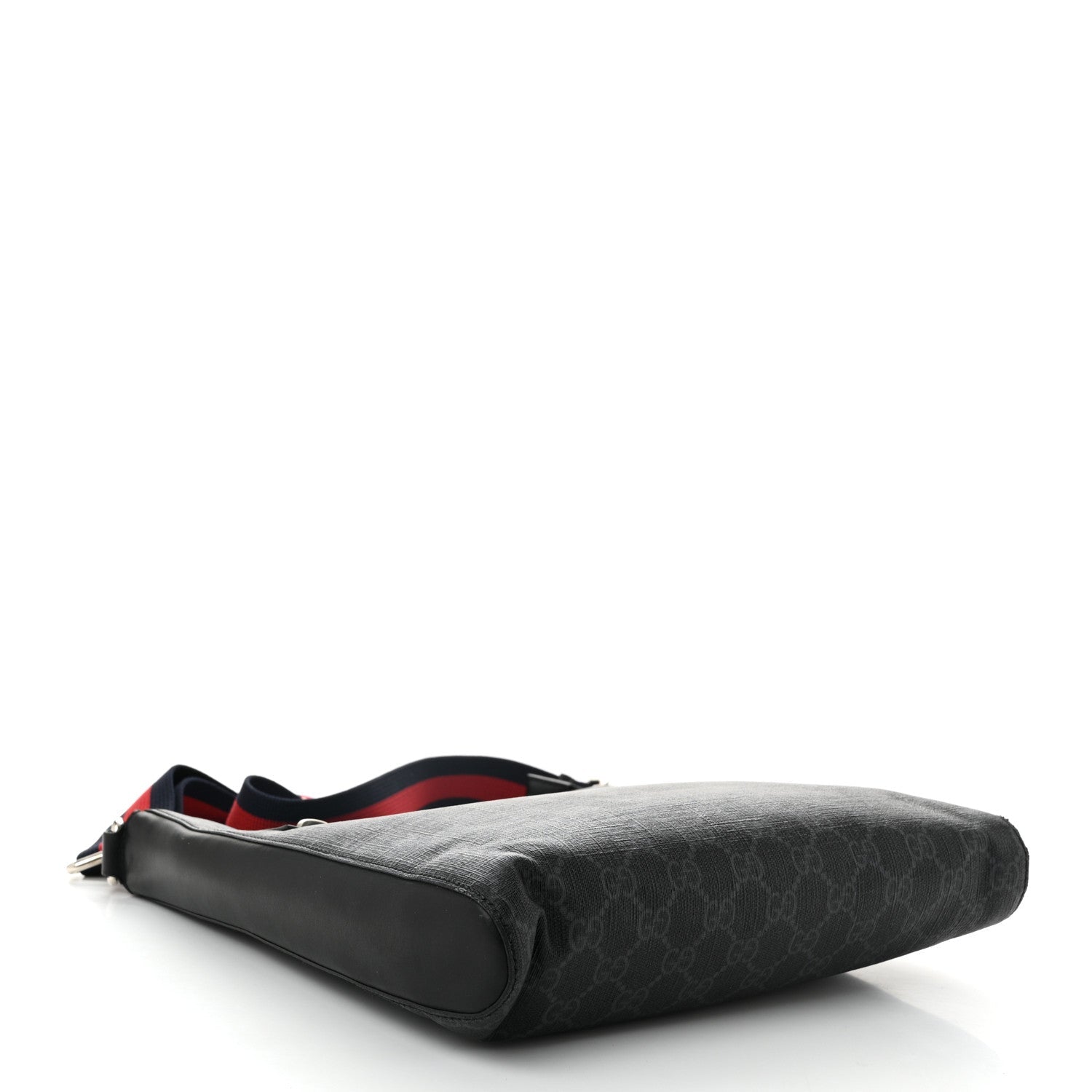 GG Supreme Monogram Web Small Flat Messenger Bag Black Grey